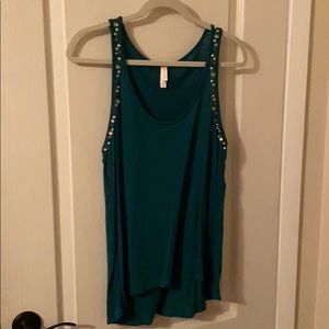 Teal tank with jewel embellishment in straps!
